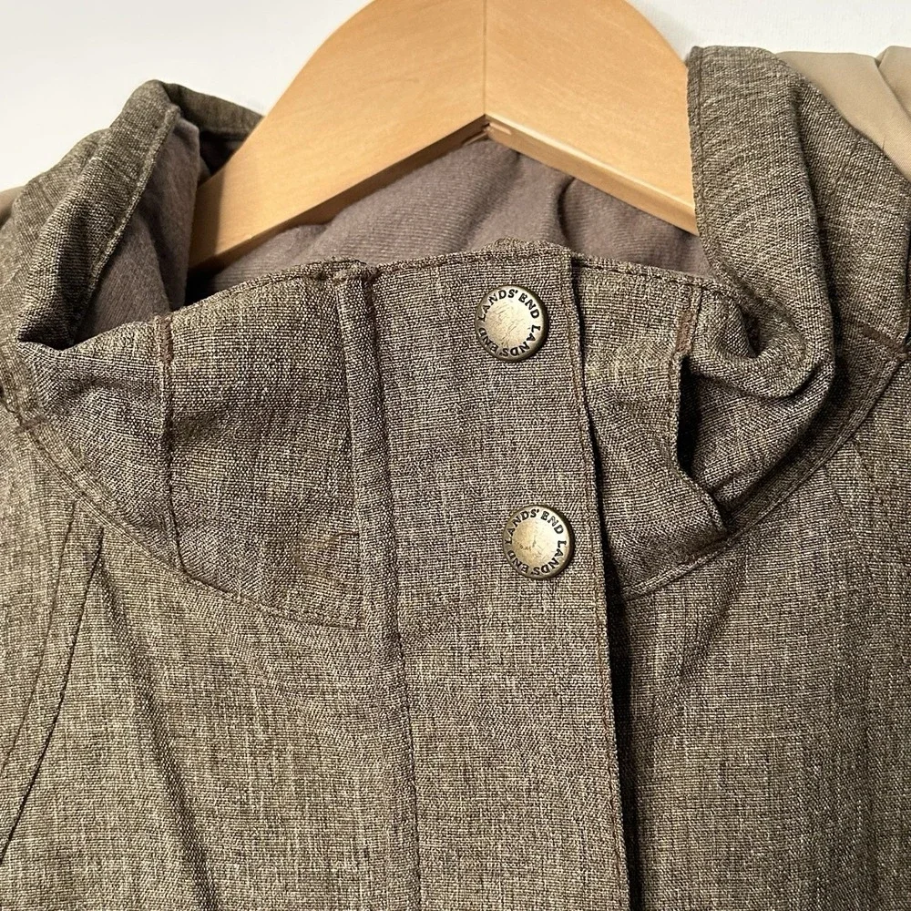 Lands End Hooded Jacket Size Large Winter Coat Brown